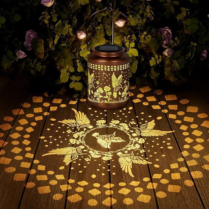 Buwheekoki Hummingbird Solar Lantern Outdoor Hummingbird Decor Garden Decor Waterproof Decor Light Hanging Solar Lights Yard Decor, Christmas Gifts, Gifts for Women, Gifts for Mom, Gifts for Grandma - Image 2